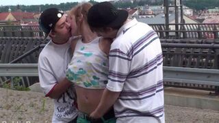 Amateur MHM with an incredible threesome experience, featuring a cute 18-year-old with natural beauty