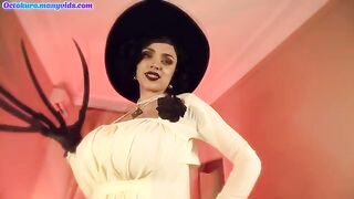Octokuro creates a sexy cosplay of Lady Dimitrescu to fuck with her man slave