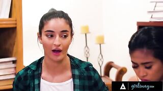 The hot girls, Emily Willis and Ember Snow, have a sudden urge for sex