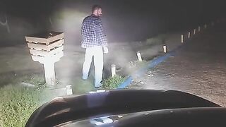 A sexy woman was exercising outdoors when a strange guy approached her