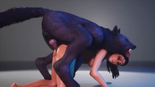 A chick with a stunning body is getting fucked by a werewolf
