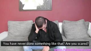 The girl was fucked in her pussy during the casting on the couch
