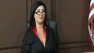 A hot mature in a police uniform gets her big boobs played with