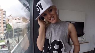 The blond girl was fucked in her ass on the road