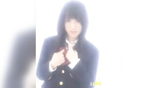 Hot Asian schoolgirl masturbates in her uniform in a sensual way
