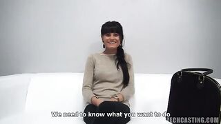 Czech casting with condoms for the young actress Bambi B