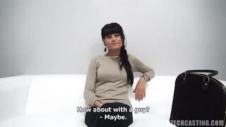 Czech casting with condoms for the young actress Bambi B