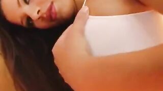 The girl was excited and rubbed her big vagina with dildo