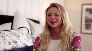 Two beautiful lesbians stuck in bed and fuck each other