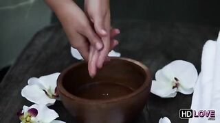A hot girl received a massage from her friend and got fucked