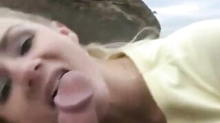 A dessert from sperm on the face of a hot girl