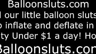 The girl is rubbing her boobs on the bed and gets excited