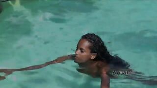 A sexy ebony girl pleasures herself using erotic techniques