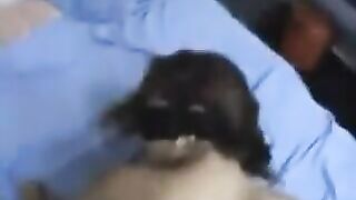 Girl with a crooked back handed over the ass to the deep