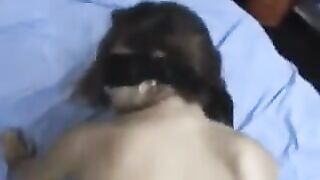 Girl with a crooked back handed over the ass to the deep