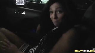 Brunette woman gets cum on her face after sex