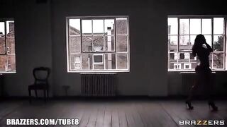A girl with big natural boobs gets fucked in her ass after a sweaty workout