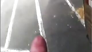 He could jerk off his big cock right on the street, but should not have done it