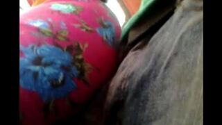 A riser rubs his cock through a skirt on the bus