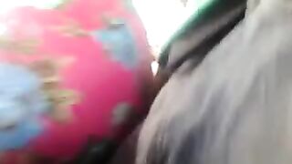 A riser rubs his cock through a skirt on the bus