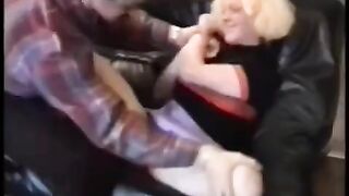 Babe fucked hard by a motorcyclist in an intense, rough session
