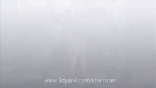 An animated girl is being fucked by two huge monsters in an intense scene