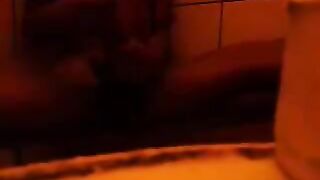 First, the girl washed herself in the shower, then continued with self-pleasure