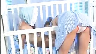 Babysitter with small natural tits gets fucked by a midget