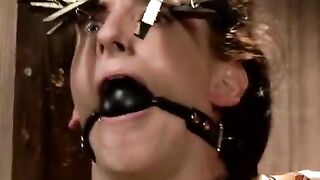 The poor girl was tied up and mocked her using a vibrator