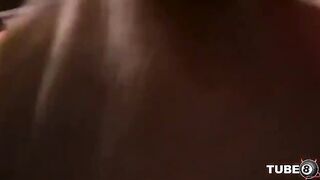Hot American student is stripping in front of her friends at the party