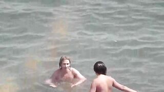 Bunch of wet pussies in the sea water, naked beauties bathe