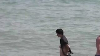 Bunch of wet pussies in the sea water, naked beauties bathe