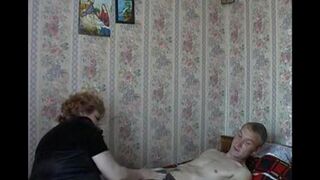 The old woman has sex with her son in secret