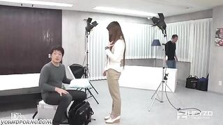 Young Japanese girl at her first porn casting