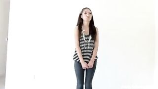 A beautiful girl is having her first experience