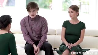 Stepson and his girlfriend are sharing a holiday treat together