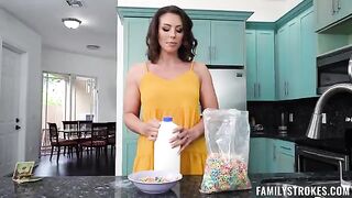 A hot beauty is having fun while her house is empty