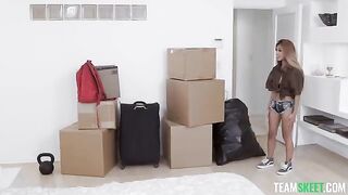 An Exxxtra Small woman is moving with the help of a friend