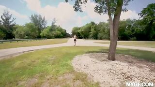 Cute sex in the park with a beautiful view of nature
