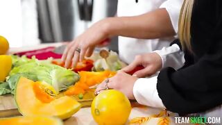 Pink Juicy - cooking up some anal on the kitchen table