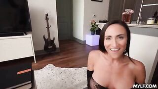She will be covered in sperm after the guy finishes, as you'll see