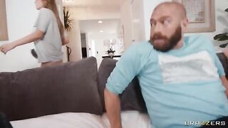 The man came home and his girlfriend met him with a passionate lover