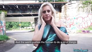 Hot blonde MILF gets fucked right on the street