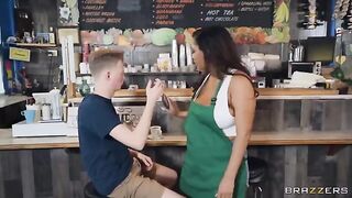 Big tits barista girl fucked on her shift