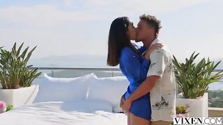 Crash a party and get fucked by sexy brunettes with beautiful tits outdoors