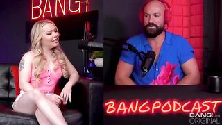 Tricky guy makes the blonde talk and fucks her on the mic