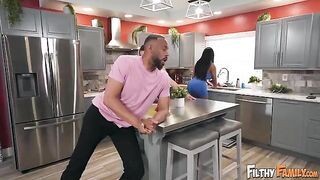 He’s So Big! - A girl was fucked in the kitchen by a black man
