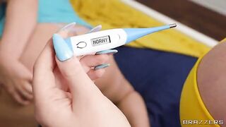 A big natural chick is tied up in bed and wants to get fucked