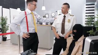 Banging the bank with a stupid robber, who wears stockings