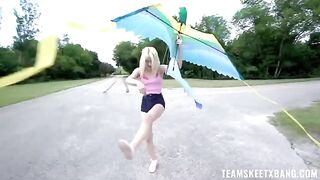 A nimble nympho gets horny for outdoor fun and loses her virginity in nature